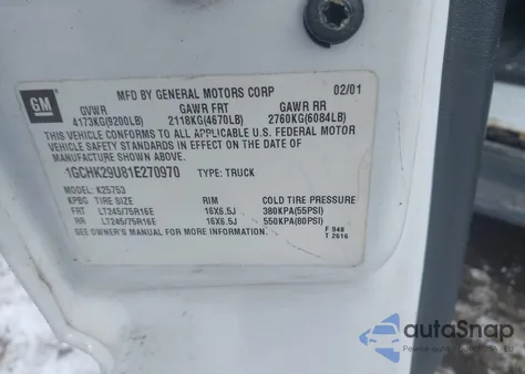 2001 Chevrolet Silverado 2500Hd Ls z USA, uszkodzony, nr VIN 1GCHK29U81E270970